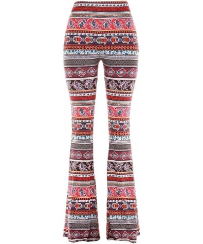 Women High Waisted Fit Flare Ethnic Paisley Floral Bell Bottoms Yoga Pants Flared Leggings Boho7 $22.79 Leggings