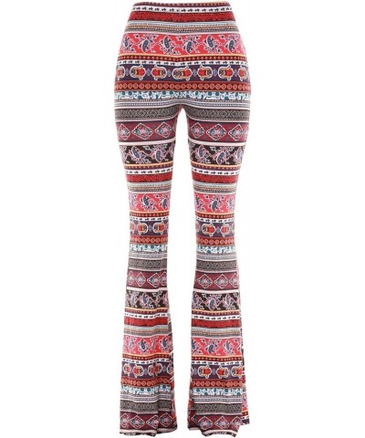 Women High Waisted Fit Flare Ethnic Paisley Floral Bell Bottoms Yoga Pants Flared Leggings Boho7 $22.79 Leggings