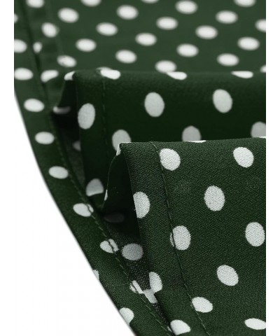 Polka Dots Blouse for Women's Contrast Tie Peter Pan Collar Vintage Shirt Dark Green $12.42 Blouses