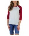 Women's Classic Two Color Cotton Baseball T-Shirts White/Burgundy $8.98 T-Shirts