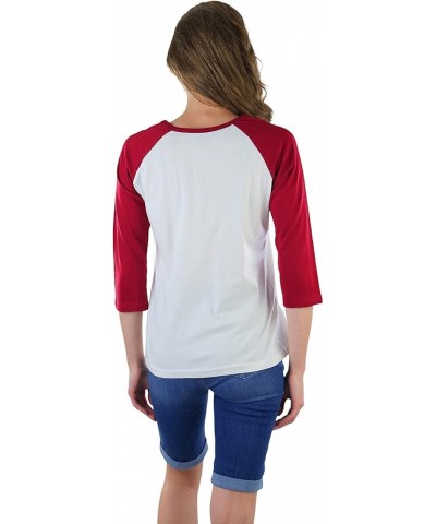 Women's Classic Two Color Cotton Baseball T-Shirts White/Burgundy $8.98 T-Shirts