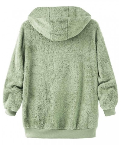 Womens 2023 Fall Winter Fuzzy Fleece Jacket Zip Up Long Sleeve Oversized Warm Sweatshirt Hoodie Plush Outerwear Green12 $12.9...