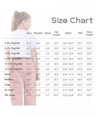 Girls 2 Piece Outfits, Cute Short Sleeve Crop Top Cargo Pants Trendy Clothing Sets, 4T-14 Years White Letters+pink $14.40 Act...