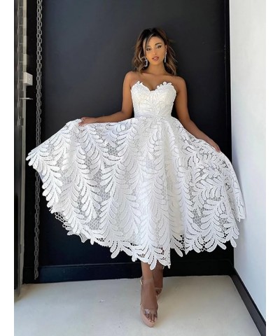 Lace 2024 Prom Dresses Short Sweetheart Neck Homecoming Dresses A Line Formal Dresses for Teens Navy $53.00 Dresses