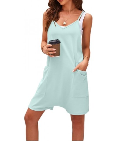 Women's Sleeveless Rompers Casual Overall Adjustable Strap Shorts Jumpsuit with Pockets 02 Mint Green $12.00 Rompers