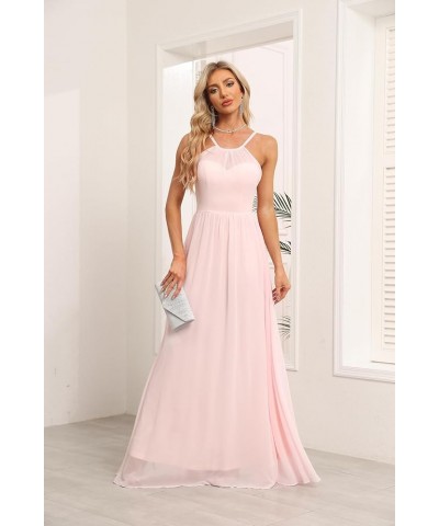 Halter Chiffon Bridesmaid Dresses for Wedding 2024 A Line Long Formal Evening Prom Party Gown Emeral Green $20.02 Dresses