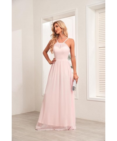 Halter Chiffon Bridesmaid Dresses for Wedding 2024 A Line Long Formal Evening Prom Party Gown Emeral Green $20.02 Dresses