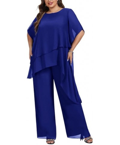 2 Pcs Mother of The Bride Pant Suits Outfit Chiffon Asymmetric Plus Size Grandmother Formal Wedding Guest Groom Dresses Light...