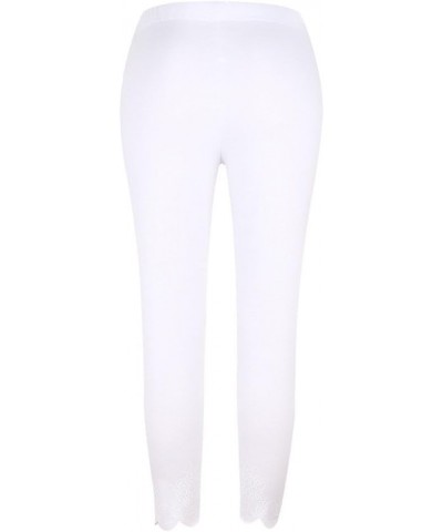 Lace Leggings for Women High Waisted Tummy Control Capri Cropped Leggings Plus Size Stretch Tights Yoga Pants 4-white $6.83 P...