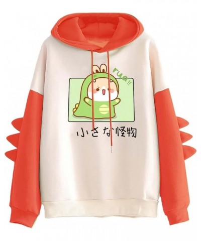 Aesthetic Hoodie Cute Sweatshirt Clothing For Teens Girls Dinosaur Shirt Women Cute Jackets For Women Red $8.01 Hoodies & Swe...