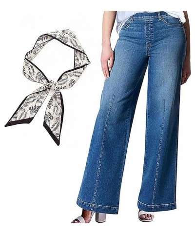 Oprah Favorite Jeans Stretch Seamed Front Jeans, Elastic Wide Leg Denim Pants High Waisted Jean for Women A $26.99 Jeans