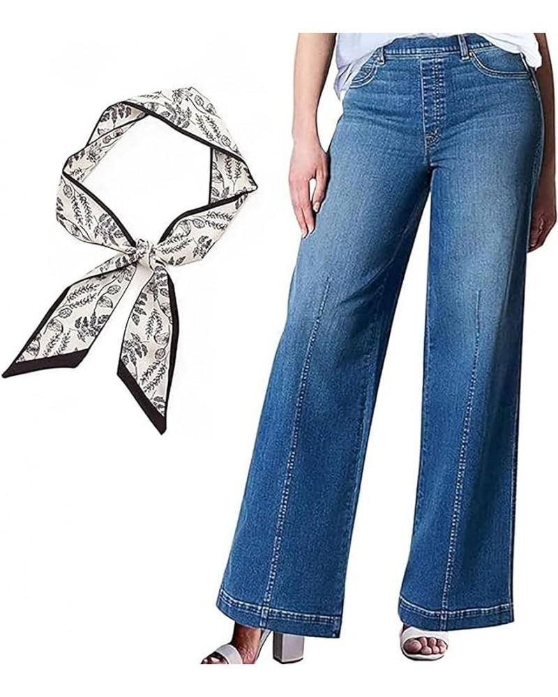 Oprah Favorite Jeans Stretch Seamed Front Jeans, Elastic Wide Leg Denim Pants High Waisted Jean for Women A $26.99 Jeans