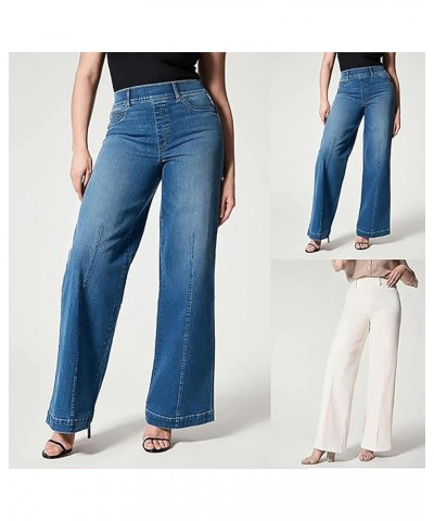 Oprah Favorite Jeans Stretch Seamed Front Jeans, Elastic Wide Leg Denim Pants High Waisted Jean for Women A $26.99 Jeans