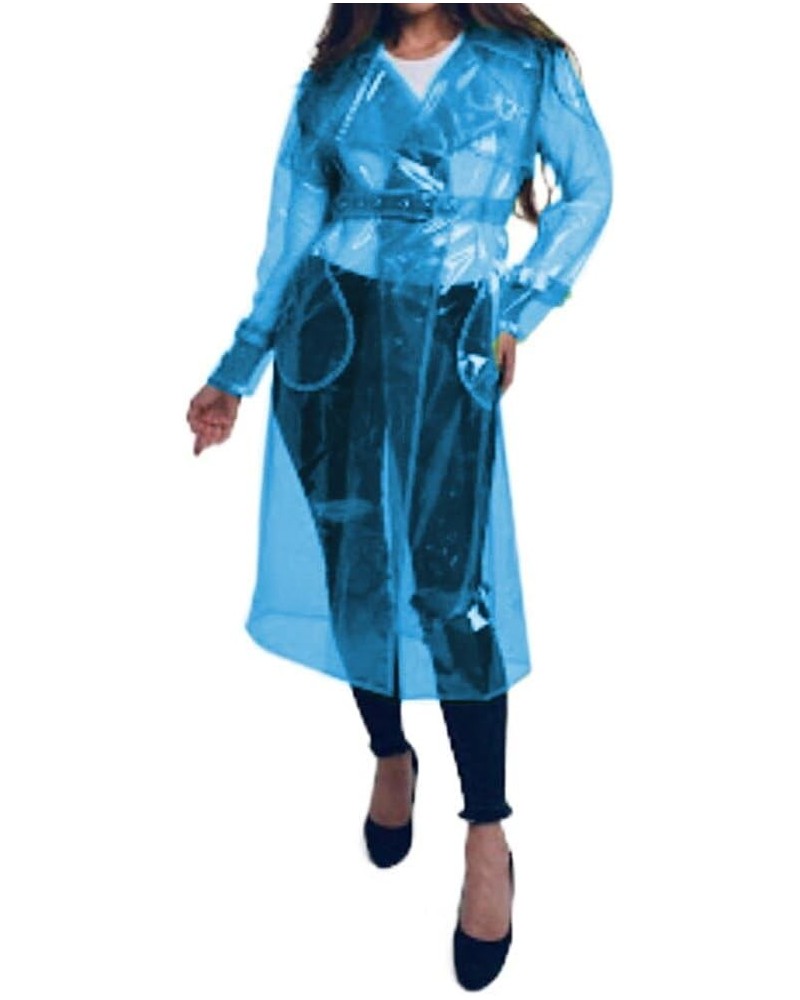 Transparent Long Coat Perspective Raincoats Jackets Women Clubwear Party Sexy Lingerie Clear PVC Trench Jacket with Belt Blue...