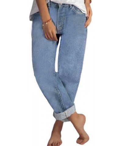 Women's High Waisted Straight Leg Jeans Boyfriend Baggy Casual Loose Denim Pants with Pockets Basic Light Blue $23.59 Jeans