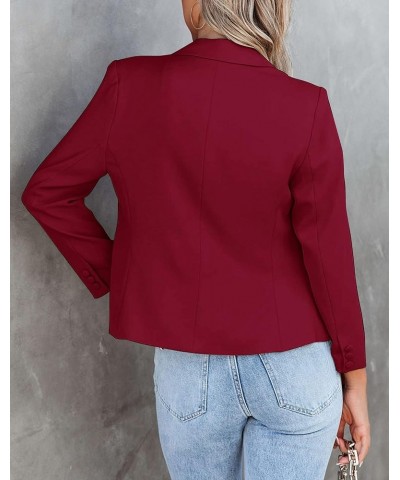 Women's Casual Long Sleeve Blazers Open Front Work Office Cropped Suit Jacket Red $15.00 Blazers