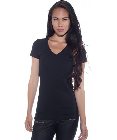 4 Pack Zenana Women's Basic V-Neck T-Shirts Black, Grey $12.42 T-Shirts