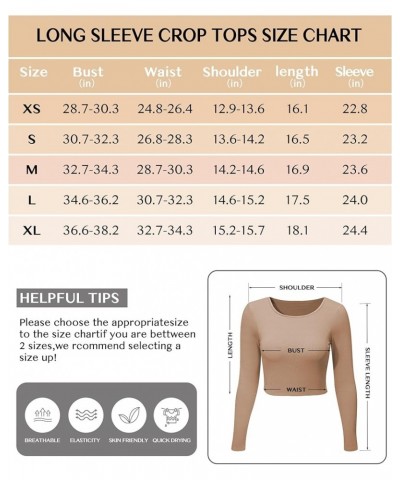 Womens Long Sleeve Crop Top Scoop Neck Sexy Slim Fitted Casual Base Layer Lightweight Soft Workout Shirt Going Out Tops Coffe...