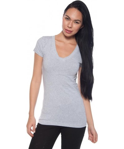 4 Pack Zenana Women's Basic V-Neck T-Shirts Black, Grey $12.42 T-Shirts