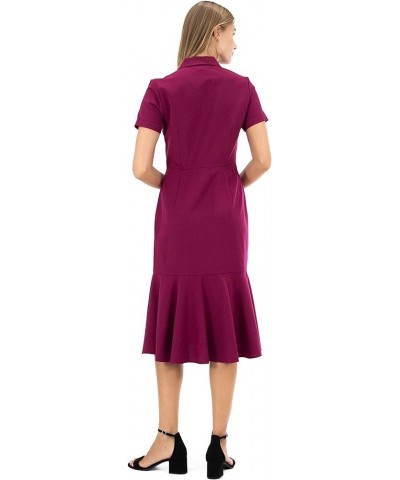 Women's Short Sleeve Button Front Shirt Dress with Ruffle Bottom Bali Orchid $25.43 Dresses