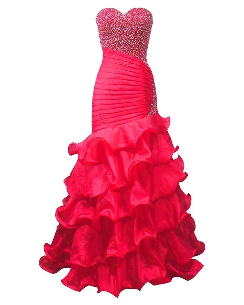 Beaded Sequins Mermaid Ruffles Long Formal Prom Dress Evening Gown Fuchsia US 14 18 Plus Fuchsia $63.45 Dresses