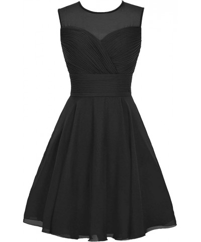 Short Bridesmaid Dresses Chiffon Wedding Party Dress for Junior Sleeveless Black $18.00 Dresses