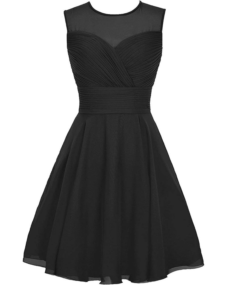 Short Bridesmaid Dresses Chiffon Wedding Party Dress for Junior Sleeveless Black $18.00 Dresses