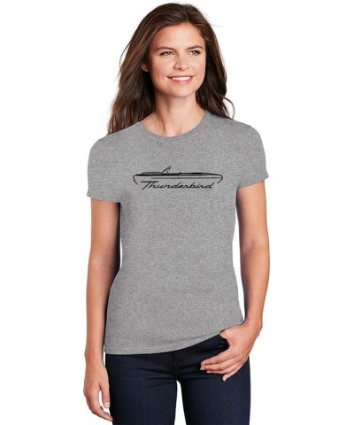 1964 1965 1966 Ford Thunderbird Convertible Classic Outline Design Ladies Cotton Tshirt Grey $10.25 T-Shirts