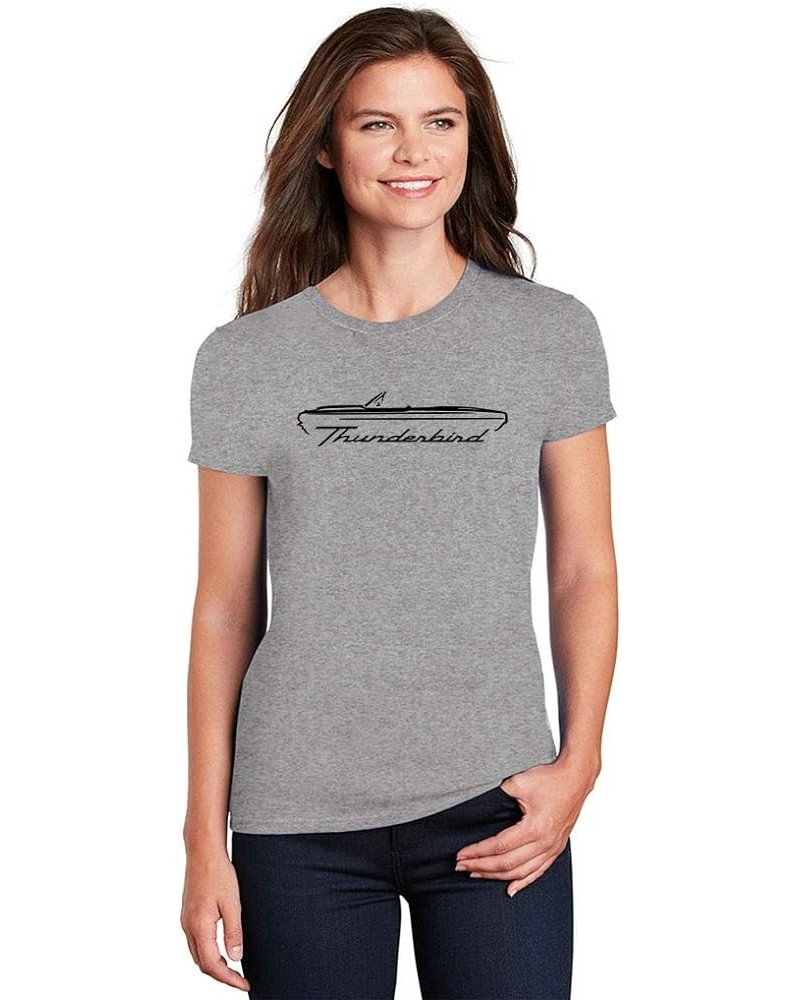 1964 1965 1966 Ford Thunderbird Convertible Classic Outline Design Ladies Cotton Tshirt Grey $10.25 T-Shirts