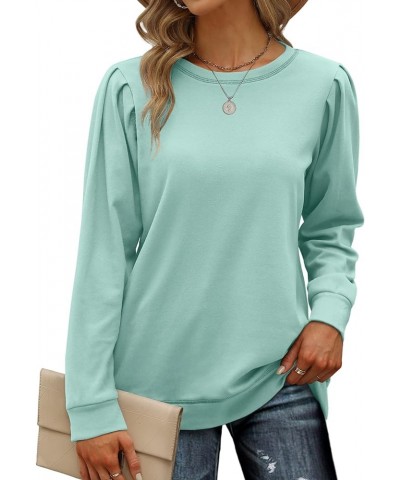 Sweatshirts for Women Crewneck Puff Sleeve Tunic Tops Lightweight Sweaters Fashion 2023 06-light Green $10.00 Hoodies & Sweat...