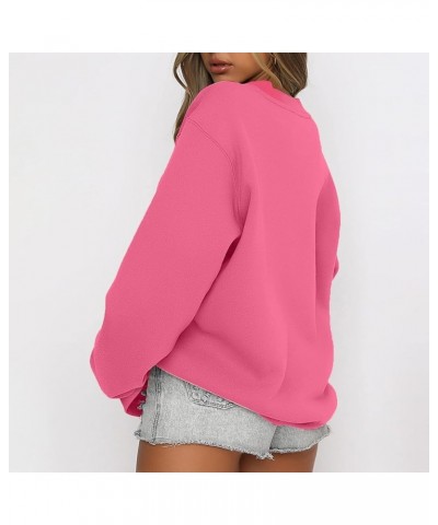 Crew Neck Sweatshirts for Women Loose Fit Casual Pullover Solid Color Long Sleeve Fall Tops Outfits 2023 C005- Pink $8.11 Hoo...