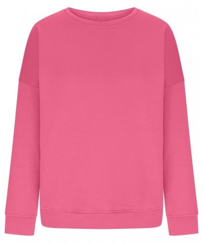 Crew Neck Sweatshirts for Women Loose Fit Casual Pullover Solid Color Long Sleeve Fall Tops Outfits 2023 C005- Pink $8.11 Hoo...