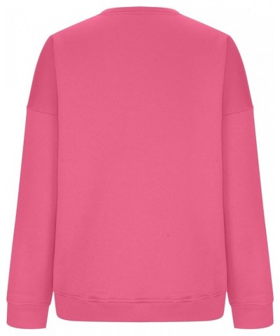 Crew Neck Sweatshirts for Women Loose Fit Casual Pullover Solid Color Long Sleeve Fall Tops Outfits 2023 C005- Pink $8.11 Hoo...