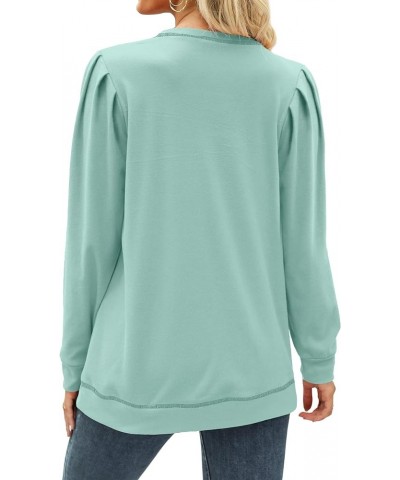 Sweatshirts for Women Crewneck Puff Sleeve Tunic Tops Lightweight Sweaters Fashion 2023 06-light Green $10.00 Hoodies & Sweat...