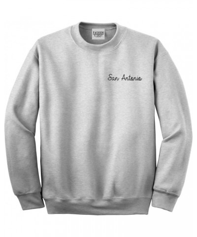 San Antonio Texas TX Script Chest Womens Unisex Crewneck Sweatshirt Grey $17.49 Hoodies & Sweatshirts