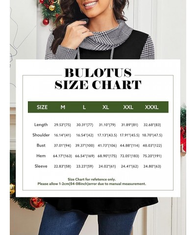 Women's Long Sleeve Cowl Neck Casual Tunic Tops with Pockets Bird Grid Plaid $13.53 Tops