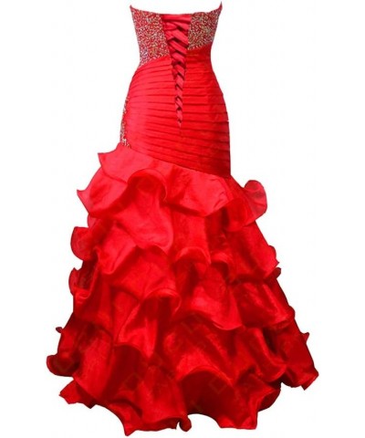 Beaded Sequins Mermaid Ruffles Long Formal Prom Dress Evening Gown Fuchsia US 14 18 Plus Fuchsia $63.45 Dresses