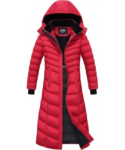 47" Women's Winter Coat Heavyweight Full Length Fleece Lined Maxi Puffer Long Coat Red $43.20 Jackets