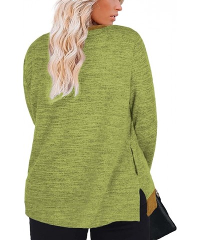 Womens-Plus-Size-Sweatshirts Long Sleeve Tops Side Split Tunics with Pockets Mustard Yellow $19.19 Tops