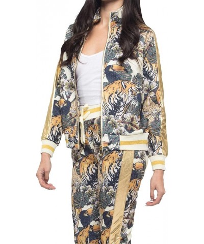 Women's 2 Piece Tracksuit Set - Long Sleeve Sweatshirts and Sweat Pants Jungle Tiger Off-white $31.87 Activewear