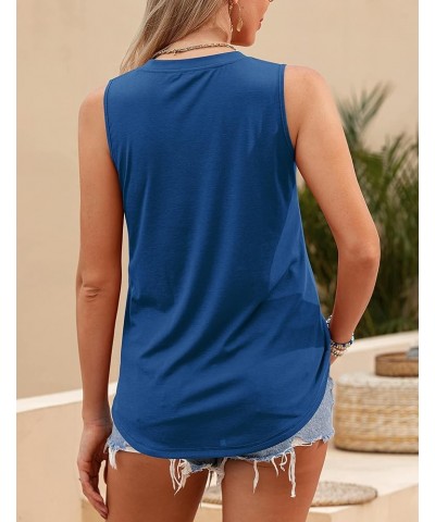 Womens Tank Tops Basic V Neck Casual Flowy Summer Sleeveless Tunics Tops Blue $11.59 Tanks