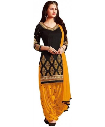 Readymade Blk Punjabi Salwar Suit of Printed Crepe Fabric with Chiffon Dupatta for Women Black -27 $22.20 Suits