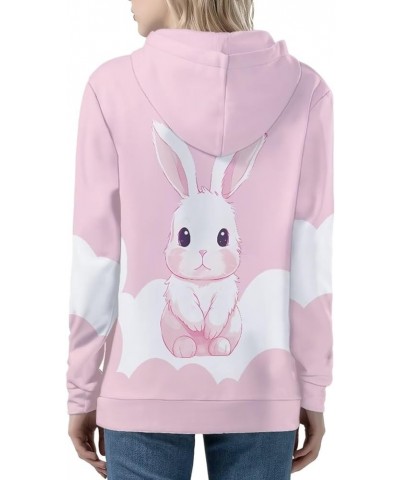 Womens Long Sleeve Hooded Sweatshirt Hoodies Lightweight Zip Up Track Jacket with Pockets XS-5XL Pink Rabbit $19.11 Hoodies &...