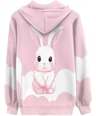 Womens Long Sleeve Hooded Sweatshirt Hoodies Lightweight Zip Up Track Jacket with Pockets XS-5XL Pink Rabbit $19.11 Hoodies &...