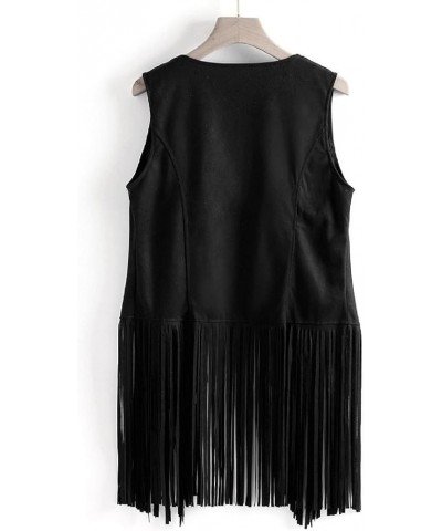 Womens Sleeveless Tassel Jacket Loose Hippie Vest Faux Leather Tassels Fringed Suede Fringe Jackets Fall Winter Outwear Mediu...