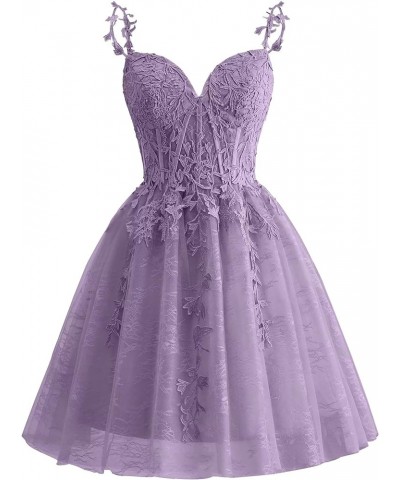 Spaghetti Strap Lace Homecoming Dresses for Teens 2023 Tulle Short Prom Dress Cocktail Gowns Mauve $33.59 Dresses