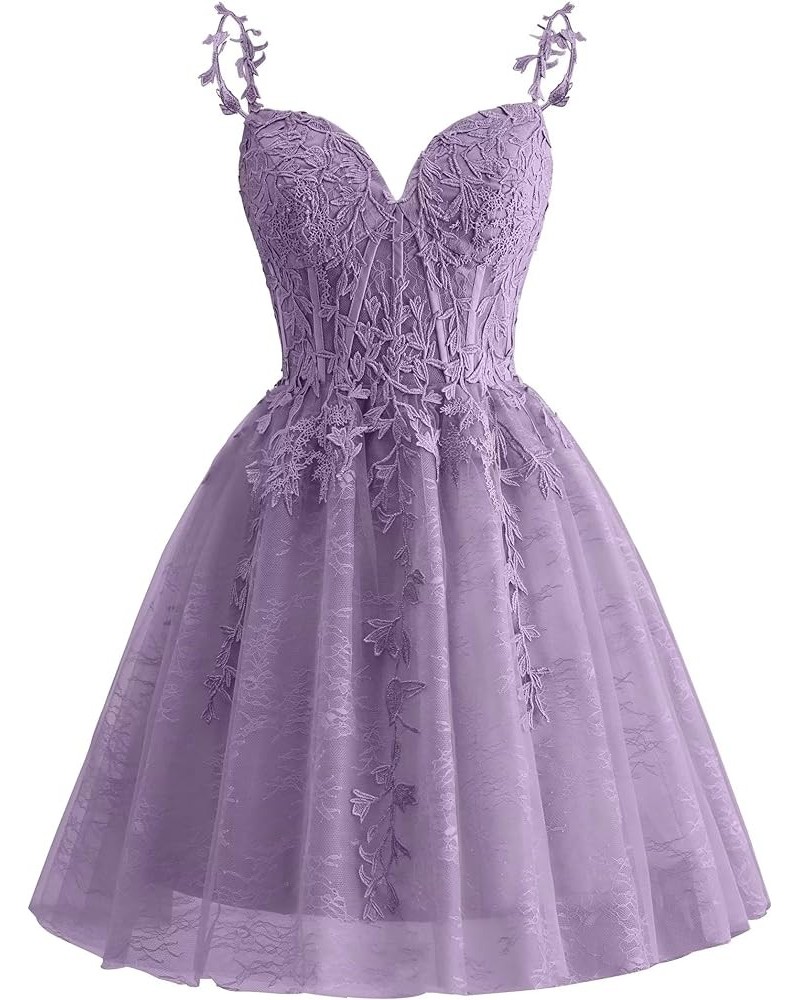 Spaghetti Strap Lace Homecoming Dresses for Teens 2023 Tulle Short Prom Dress Cocktail Gowns Mauve $33.59 Dresses