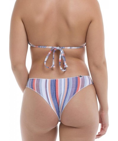 Women's Standard Luna Mid Rise Bikini Bottom Swimsuit with Overlock Finished Edges Cahuita Stripe $12.63 Swimsuits