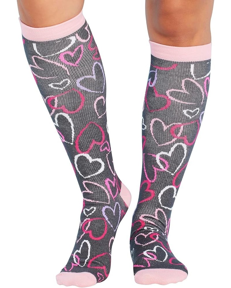 Printsupport Women 12 mmHg Support Socks Sketch Hearts $10.06 Activewear