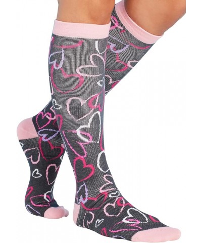 Printsupport Women 12 mmHg Support Socks Sketch Hearts $10.06 Activewear